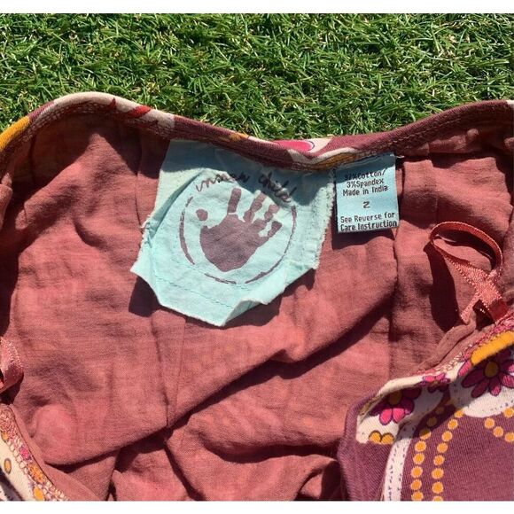 ANTHROPOLOGIE INNER CHILD Hippy Festival floral BOHO A-LINE hippie SKIRT sz 2 - Picture 2 of 7